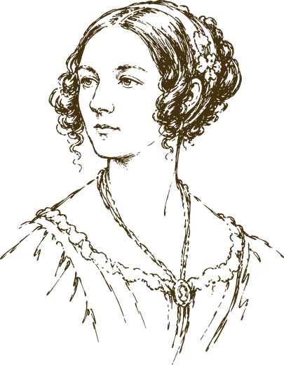 Engraved portrait of Ada Lovelace, etched in the brass